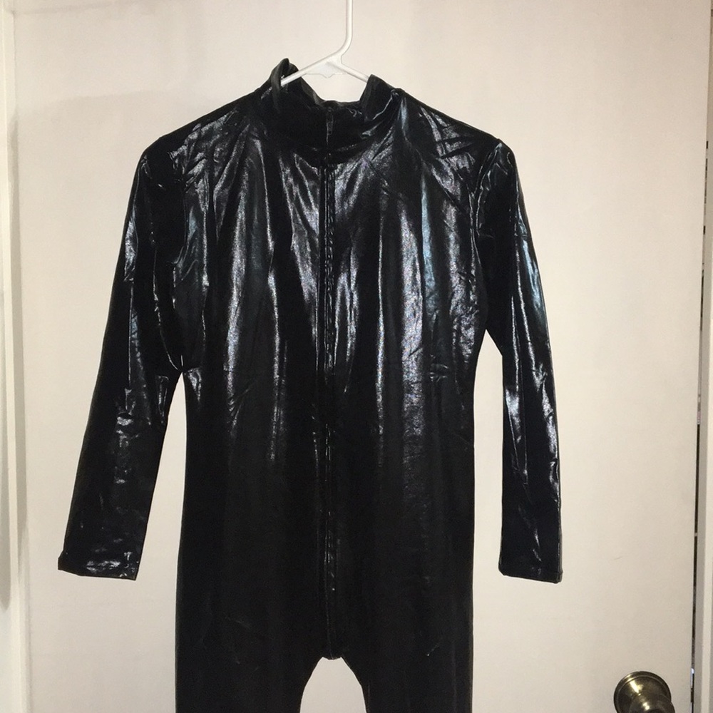 Pleather latex cat suit